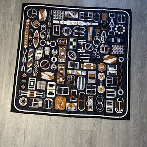 Hermès Carré 90 Black silk handkerchief